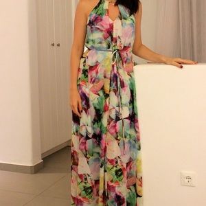 Maggy London Floral Mixed Print Maxi Dress